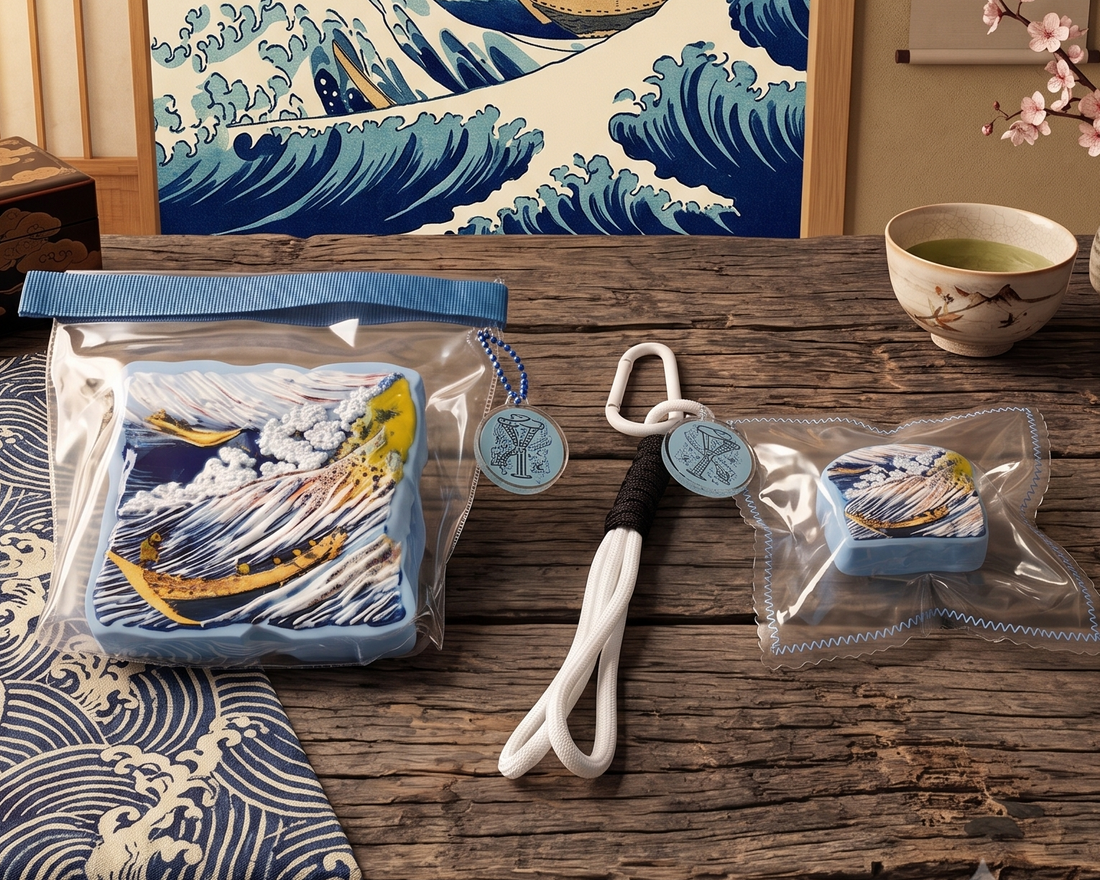 FISHING BOATS AT CHOSHI IN SHIMOSA, After Katsushika Hokusai - Handcrafted Art Squishy